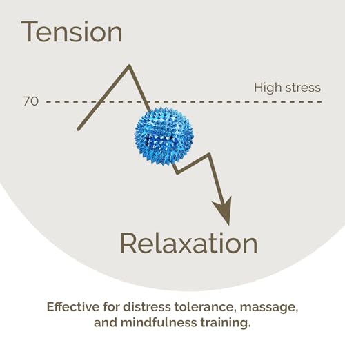 2X Spiky DBT Skill Balls | 2inch | Magnetic Stress Relief Balls | Spiky Massage Balls for Relaxation, Tension Release, Focus & Mobility (Black/Blue) - color: Black/Blue