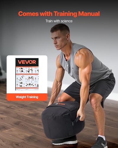 VEVOR Workout Sandbag, Heavy Duty Workout Power Bags with Handles, 100 lbs/45 kg Slam Bag for Fitness Strength Weight Training Cross-Training, Home Gym Exercise, Black (Unfilled)