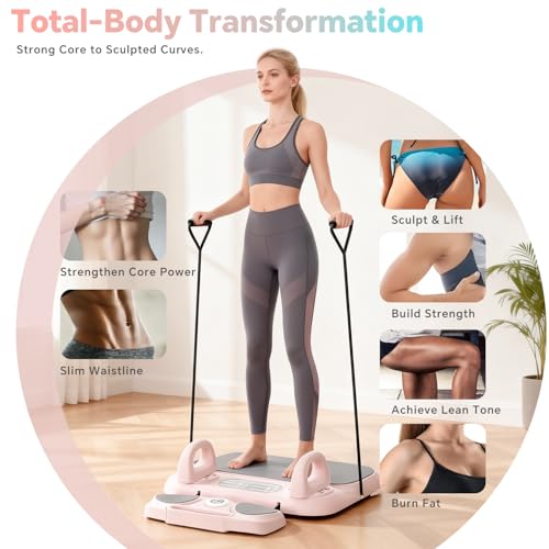 Pilates Reformer Board，6-in-1 Foldable Pilates Equipment for Home Workout with Timber，Core& Full Body Training for Women