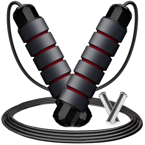 Adjustable Weighted Jump Rope, 9ft Long Tangle-Free Rapid Speed Jumprope for Fitness Exercise Workout Home Gym Double Dutch Crossfit, Battle Skipping Jumping Rope for Women Kid Men Girl Tall Boy