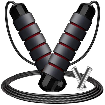 Adjustable Weighted Jump Rope, 9ft Long Tangle-Free Rapid Speed Jumprope for Fitness Exercise Workout Home Gym Double Dutch Crossfit, Battle Skipping Jumping Rope for Women Kid Men Girl Tall Boy