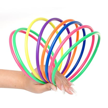 24 Pcs Plastic Ring Toss Game for Kids Adults, 5.5 Inch Carnival Rings for Speed and Agility Practice Games, Garden Backyard Outdoor Games, Bridal Shower Game, Game Booth