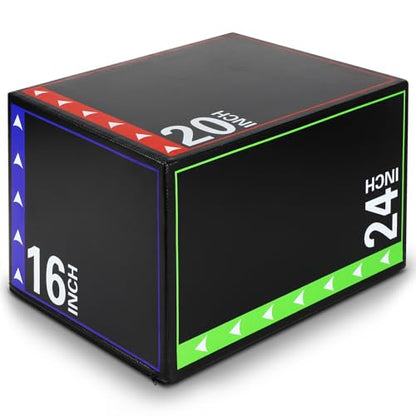 3-in-1 Plyometric Box Set (12/16/20/24/30") - High-Density EPE & Compressed Foam Jump Box for Home Gym, HIIT & CrossFit - Non-Slip Box Jumps, Step-Ups, Squats, Hip Thrusts - size: 16'' x 20'' x 24''（EPE Foam）