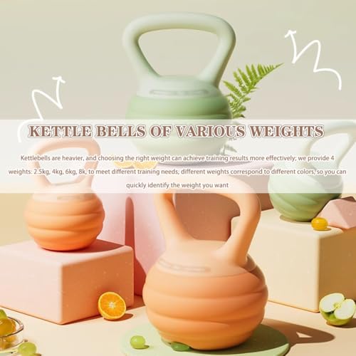 Kettlebell Weights Women's Fitness Shaping Soft Kettle Ball, Gym Strength Training Dumbbell, No Damage to The Floor, Squat/Swing/Lunge(Green-6kg)