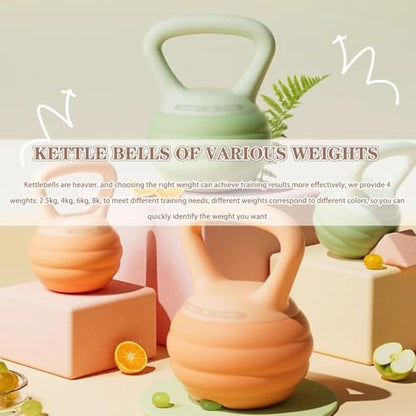 Kettlebell Weights Women's Fitness Shaping Soft Kettle Ball, Gym Strength Training Dumbbell, No Damage to The Floor, Squat/Swing/Lunge(Green-6kg)