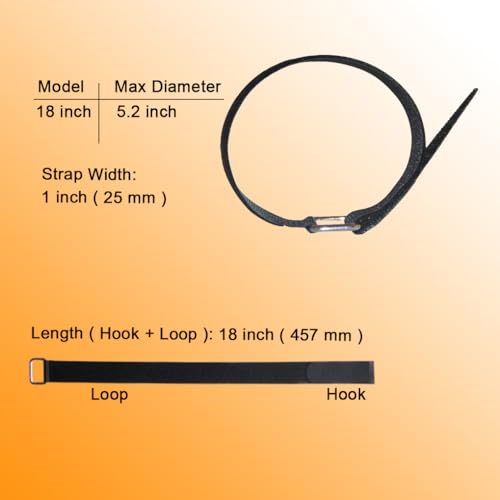 18 inch Extend Cable Strap and Adjustable Securing Strap with Buckle - 12 PCS Reusable Hook and Loop Fastening Nylon Cable Tie Wrap