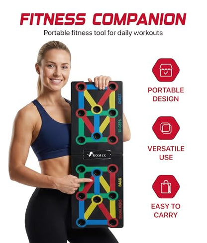 ROMIX Push Up Board for Men, Foldable Push Up Board, Multifunctional Pushup Stand, Muscle Board Rack Professional Strength Training Equipment for Man and Women at Home Gym Chest/Back/Abs Training