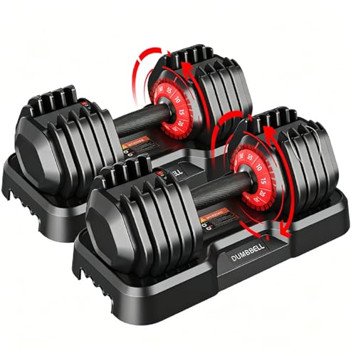 Adjustable Dumbbell Set, All in One Weights Dumbbell with Non-Slip Handle, 1 Hand Quick Adjust weight set for Home Gym