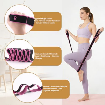 Numbered Resistance Bands Set - Workout Bands for Stretching & Yoga, Adjustable Elastic Exercise Loops - Leg Training Straps for Women & Seniors