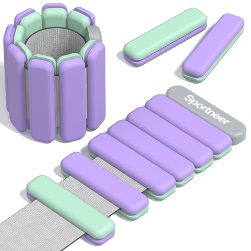 Sportneer Wrist & Ankle Weights for Women Men 4 lbs (2 lb Each) Adjustable Silicone Weighted Bracelet Set for Gym Yoga Pilates Cardio Strength Training Wearable Arm Hand Workout Weights - color: Mint Berry, size: 2 LB x 2