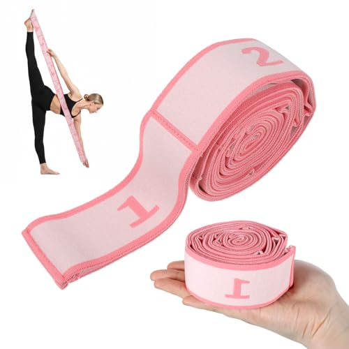 11 Loops Stretching Strap Gymnastics Loop Multi Loop Stretching Band Stretch Strap Yoga Dance Loops Band Yoga Straps for Stretch Pilates Dance Ballet Fitness Gymnastics Exercise (Pink)