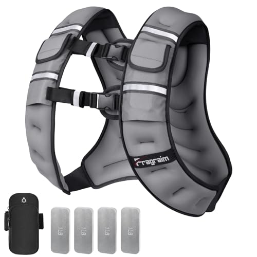 Adjustable Weighted Vest for Women Men, 8-12lb/14-18lb/20-24lb/26-30lb Weight Vest with 4 Removable Iron Weights, Phone Holder and Back Pocket, Vest for Walking,Strength Training, Running - color: Grey, size: 14-18 lb