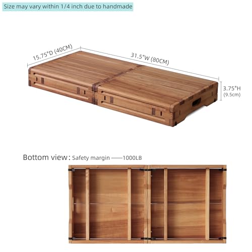 Wooden Platform 3.7" Height.One Step Stool Larger 31.5" for Adults&Senior. Carbonization Porch Step,Stair Assist Indoor&Outdoor,Bedside Foot Stepper,Mobility Stepping.for Handicap,Elderly,Kids