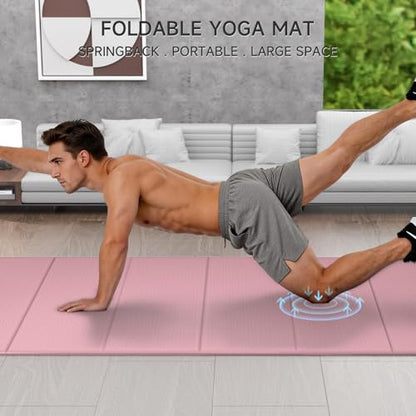 7-Fold Yoga Mat 74"x31" - 0.31 Inch Thick Folding Exercise Mat, Extra Wide Non-Slip POE Mat for Travel, Storage, Yoga, Pilates, Meditation & Home Gym, Lightweight & Portable