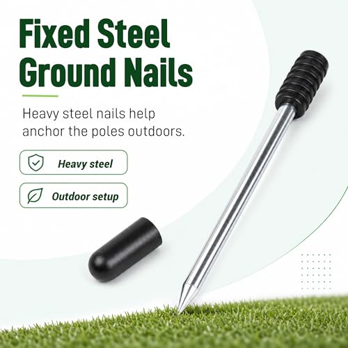 6 Pcs Soccer Agility Poles for Training, 5 FT Adjustable Speed and Agility Training Equipment for Football/Basketball/Horse/Dog Practice, Soccer Sticks with Steel Ground Nails Outdoors