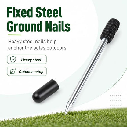 6 Pcs Soccer Agility Poles for Training, 5 FT Adjustable Speed and Agility Training Equipment for Football/Basketball/Horse/Dog Practice, Soccer Sticks with Steel Ground Nails Outdoors