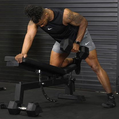 Titan Fitness Pair Rubber Coated Hex Dumbbells, Roll-Resistant Hexagonal Free Weights, Chrome-Coated Handles with Knurling, Strength Training Equipment - style: 5 lb, Pair