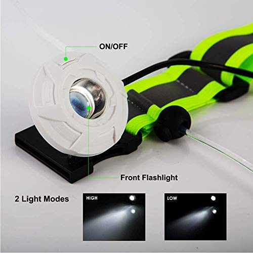 LONGU Led Running Reflective Vest Safety Night Light USB Rechargeable Cycling Multicolored Fiber Optics Suit Women Men Kids Adjustable Light Weight Gear for Jogging Biking