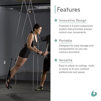 Balanced Body Bodhi Suspension System, Pilates Gym Equipment, Suspension Straps Exercise Equipment for Home Gym or Studio, Gray