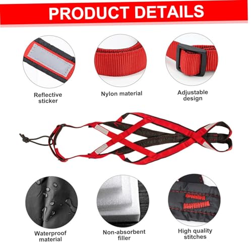 Dog Sled Harness for Pulling, Fog Sled Harnesses for Large Sogs, Adjustable Waterproof Dog Sled Pulling Harness for Dogs Exercise, Bikejoring, Skijoring (Red, XL)