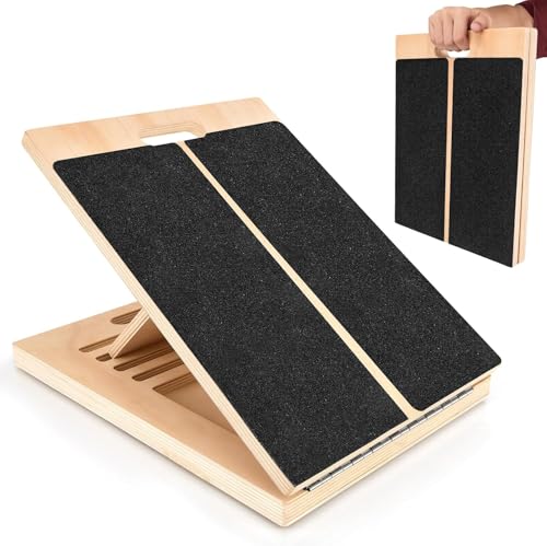 Calf Stretcher Slant Board，Wooden Portable Incline Board and Calf Stretcher, Stretch Board for Stretching Tight Calves or Plantar Fasciitis, Strength Training Equipment Leg Exercise Machines