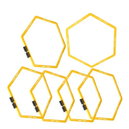 6Pcs Hexagon Agile Ring Polygon Physical Training Set Football Equipment, PP Material Interlocking Design for Footwork Agility Exercise Sports Drills