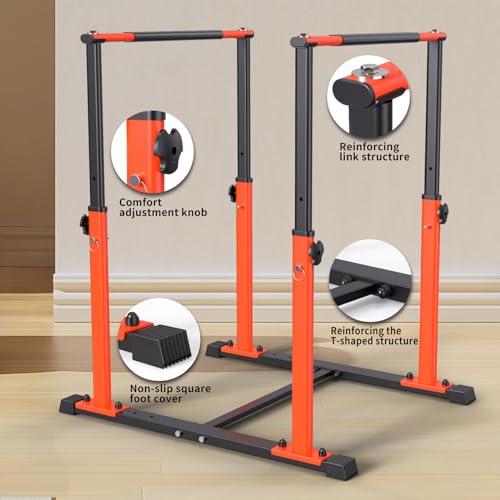 Dip Bar Station Functional Fitness Workout Dip bar 3 Level Adjustable Height Dip Stand 400lbs Heave Duty Dip Station for Full Body Workout Fitness