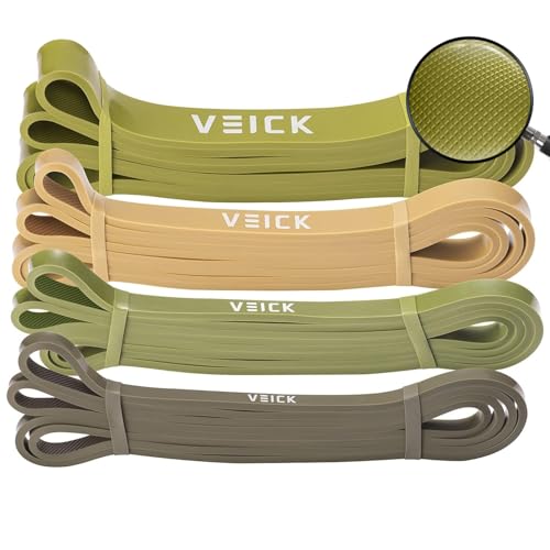 VEICK Pull Up Resistance Bands Set, Heavy Stretch Workout Bands, Fitness Assistance Bands for Men Women, Portable Exercise Equipment for Home Gym Office Travel - color: Green Set of 4 (0.3-1.1in)