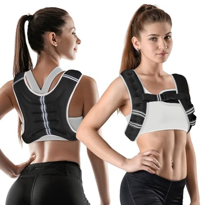 Weighted Vest Woman, 6lb/8lb/12lb/16lb/20lb, Adjustable Women Weighted Vest for Walking, Strength Training, Running, Fitness, Muscle Building, Black