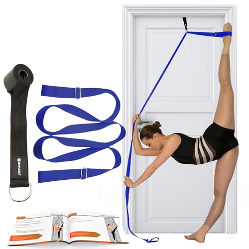 Stretching Strap With Door Anchor - Stretching Equipment to Improve Legs Flexibility - Splits Trainer For Home Ideal In Ballet, Dance, Cheerleading, Taekwondo, Yoga, Pole Dancing & Gymnastics - color: Dark Blue