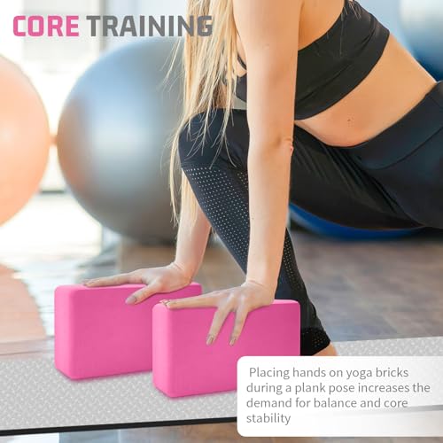 Yoga Blocks 2 Pack 3x6x9IN Foam Block Supportive Latex-Free with Rounded Edges, Non-Slip Exercise Blocks for Pilates, Meditation, Balance, Stretching and Deep Poses - color: 2Pack-RC-Pink