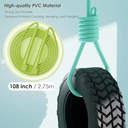 2 Pack Jump Rope for Fitness, Speed Rope Skipping Rope for Men and Women, Jumping Rope for Workout, Tangle-Free PVC Long Jump Rope Set, Adjustable Exercise Jumping Rope Boxing for Adult