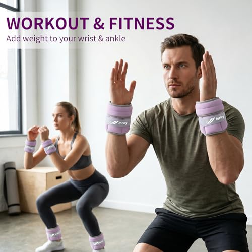 Adjustable Ankle Weights for Women Men A Pair of 1-3/4/5/6/8/10/20LBS - color: Purple