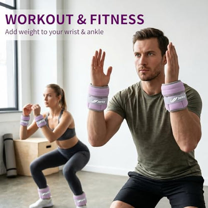 Adjustable Ankle Weights for Women Men A Pair of 1-3/4/5/6/8/10/20LBS - color: Purple