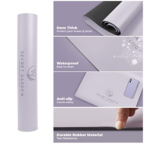 Secret Garden Blossom Exercise Mat 5mm Thick Non-Slip for Yoga, Pilates & Meditation