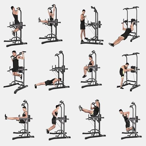 Tappio Power Tower Pull Up Bar for Home Gym, Multi Functional Pull Up Bar Stand Dip Bar Station, Adjustable Height Workout Dip Station Strength Training Fitness Equipment