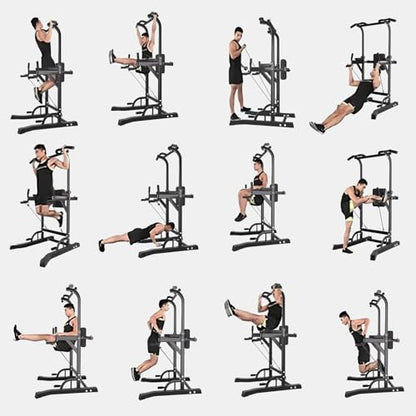 Tappio Power Tower Pull Up Bar for Home Gym, Multi Functional Pull Up Bar Stand Dip Bar Station, Adjustable Height Workout Dip Station Strength Training Fitness Equipment
