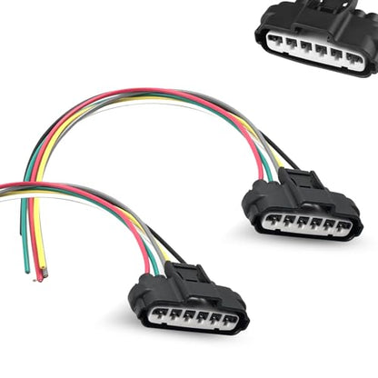 2 PCS Throttle Position Sensor Connector, 6 Pin TPS Waterproof Heat Resistant Pigtail Harness Adapter, Plug and Play Standard Repair Replacement, Compatiable with 90980-11858 (Black)