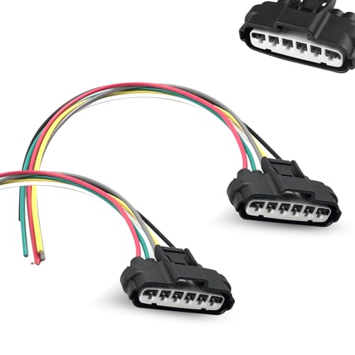 2 PCS Throttle Position Sensor Connector, 6 Pin TPS Waterproof Heat Resistant Pigtail Harness Adapter, Plug and Play Standard Repair Replacement, Compatiable with 90980-11858 (Black)