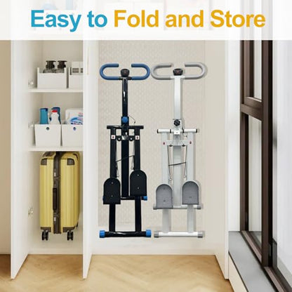 Stepper Machine Adjustable Handles, Compact Stepper Exercise Machine with LCD Display for Home Cardio Workout - color: Black