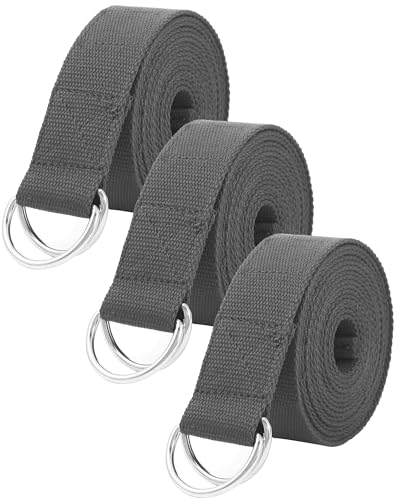 Gelante Fitness Exercise Yoga Strap - Durable Cotton 10 Feet Long - color: 3 Pack: Grey
