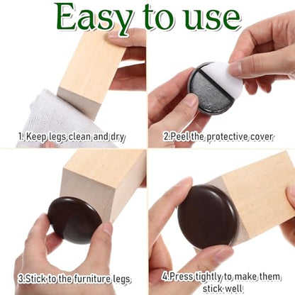 12Pcs Furniture Sliders for Carpet & Hardwood Floors, 2 Inch Furniture Movers Heavy Duty Moving Pads Self Adhesive Chair Leg Gliders for Floor Protectors(Coffee)