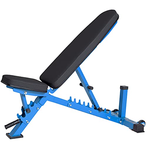 REP Adjustable Weight Bench | Home Gym Equipment | Foldable Workout Platform | Flat Incline Decline FID Design | Compact Strength Training Chair | Fitness Bench AB-3100 - color: Blue