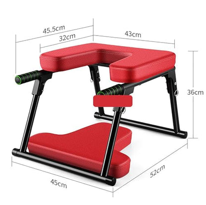 Handstand Stool Folding Yoga Chair – Foldable Headstand Bench with Double Handrails & U-Shaped Base, for Practice Head Stand, Shoulder Stand and Yoga Inversion Exercise