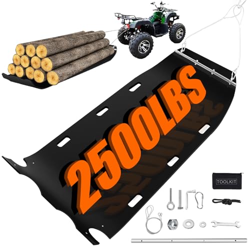 47” x 110” Yard Drag Sled with Pull Cables 1/8 HDPE Thickened Yard Sled Heavy Duty Multipurpose Yard Drag Mat for Hauling Debris, Construction Materials, Logs and Hunting Trophy - size: 47” x 110”