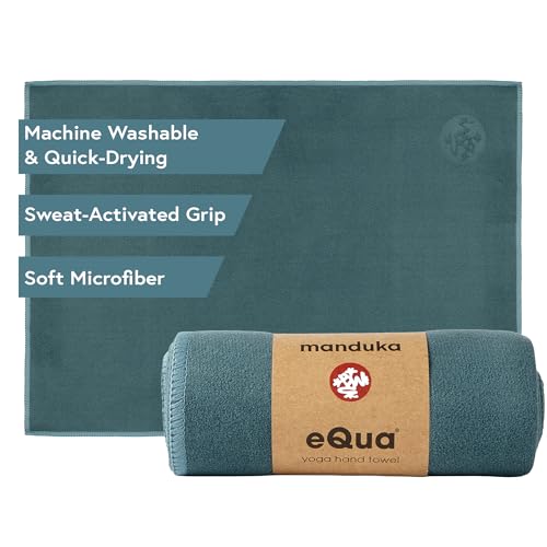 Manduka eQua Hand Towels - 16" | Rapid Moisture Activated Grip | Quick Drying, Soft Microfiber | Machine Washable | 16 x 26.5 inches | Sage Solid