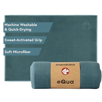 Manduka eQua Hand Towels - 16" | Rapid Moisture Activated Grip | Quick Drying, Soft Microfiber | Machine Washable | 16 x 26.5 inches | Sage Solid