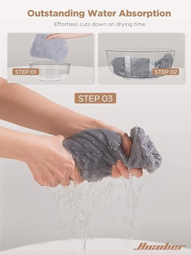 Hicober Microfiber Hair Towel Wrap, Fast Drying Hair Towels for Women, Soft Lightweight Quick Dry Turban for Curly & Long Hair–3 Pack(Blue/Grey/Pink)