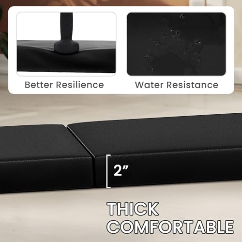 Fitvids Folding Exercise Gymnastics Mat for Tumbling, 2'x6'x2" Gym Workout Mat with Carrying Handles High-Density Anti-Tear Portable Fitness Aerobics Mats for Home Gym Yoga Pilates MMA Core Training