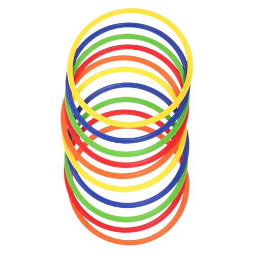 ibasenice 10 Pcs Agility Rings, Speed Training Hoops for Soccer Football Footwork Drills, Flexible Plastic Jumping Circles Sports Equipment, Multi-Color, 12 Inch